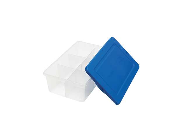 Storage Tote with Snap Lid, Clear, Polypropylene, 13 in L, 8 in W, 13 in H, 2 gal Volume Capacity