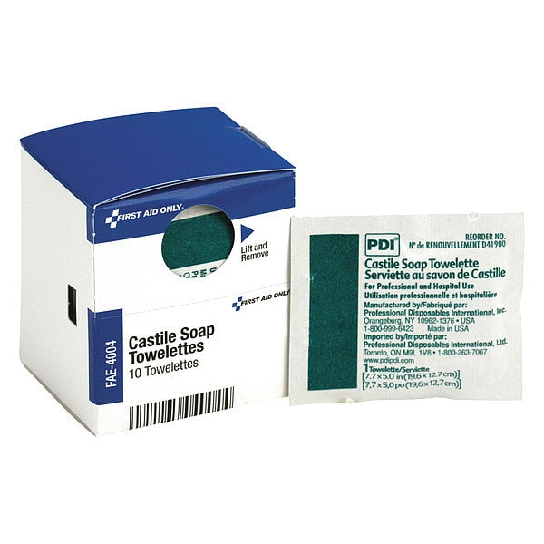 First Aid Kit Refill, Castile Soap Wipes, 10 Per Box
