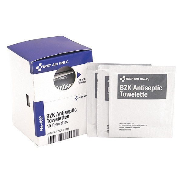 First Aid Kit Refill, BZK Antiseptic Wipes, 10 Per Box