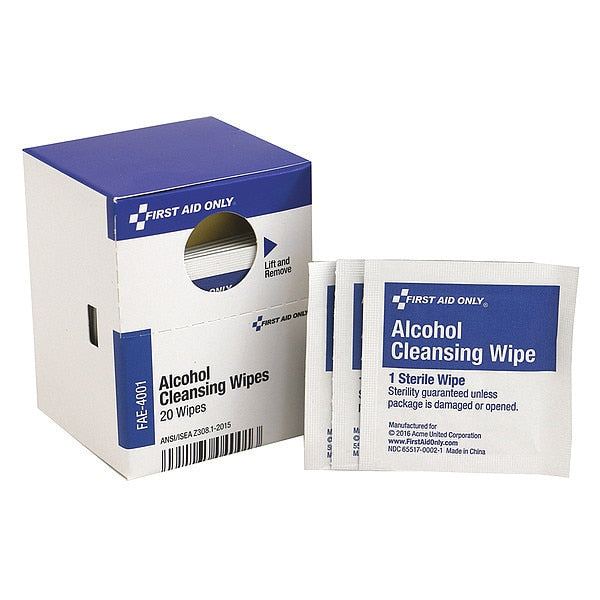 First Aid Kit Refill, Alcohol Wipes, 20 Per Box