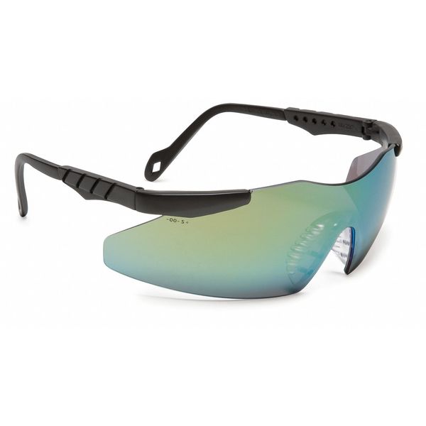 Safety Glasses, Wraparound Gold Mirror Polycarbonate Lens, Scratch-Resistant