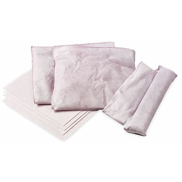 Sorbents, 2 gal/pk; 0.5 gal/pillow, Acids Absorbed, Pink, 4 PK