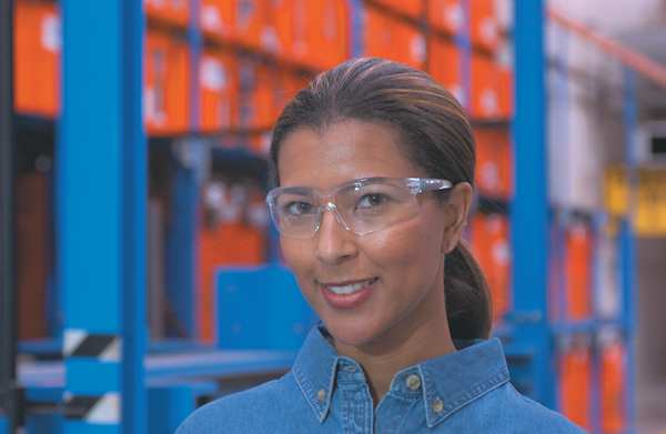 Safety Glasses, Wraparound Clear Polycarbonate Lens, Scratch-Resistant
