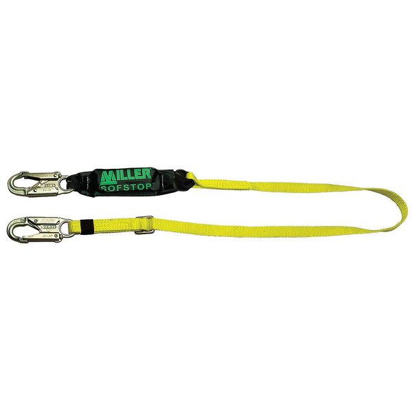 Shock Absorbing Lanyard, 6 ft., 310 lb. Weight Capacity, Yellow