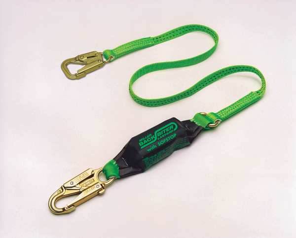 Shock Absorbing Lanyard, 6 ft., 310 lb. Weight Capacity, Green
