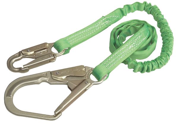 Shock Absorbing Lanyard, 6 ft., 310 lb. Weight Capacity, Green