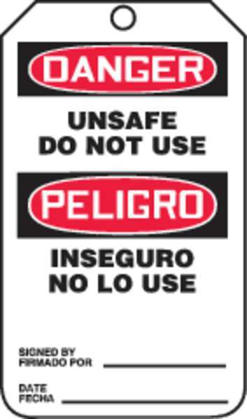 Danger Bilingual Tag, Bk and R/Wht, PK5