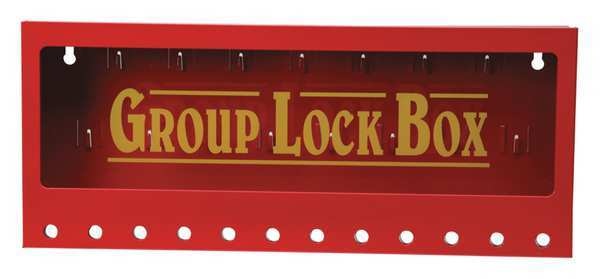 Group Lockout Box, 12 Locks Max, Red