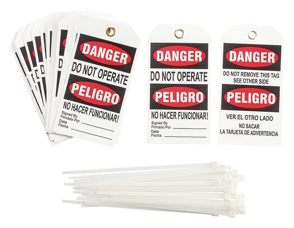 Danger Bilingual Tag, 5 3/4 in Height, 3 in
