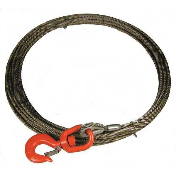 Winch Cable, 3/8 In. x 75 ft., Includes: Swivel Latch Hook