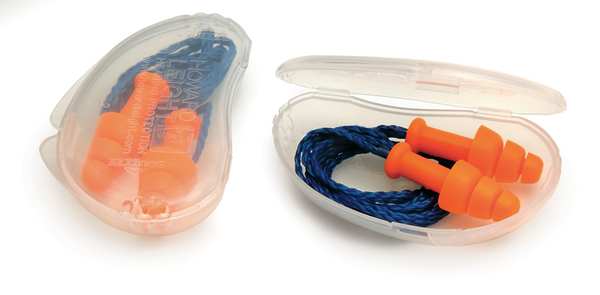 SmartFit Reusable Corded Ear Plugs, Flanged Shape, NRR 25 dB, Orange, 100 Pairs