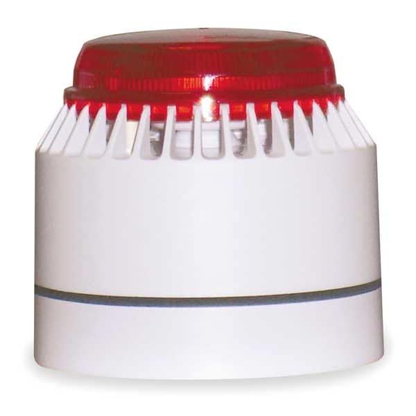 Horn Strobe, White/Red, ABS, 18 to 30VDC