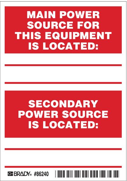 Machine/Equipment Label, English, PK5, 86240