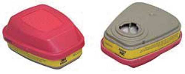 Combination Cartridge/Filter, Bayonet, OV, AG, P100, Magenta, Yellow, 2 PK, NIOSH