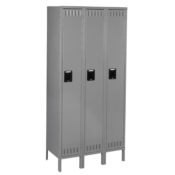 Wardrobe Locker, 36 in W, 15 in D, 78 in H, (1) Tier, (3) Wide, Gray