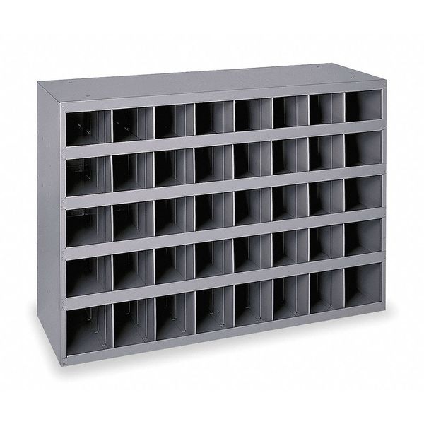 Prime Cold Rolled Steel Pigeonhole Bin Unit, 12 in D x 42 in H x 33 3/4 in W, 7 Shelves, Gray