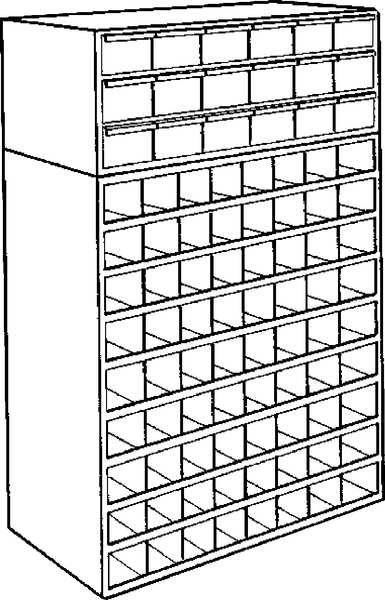 Pigeonhole Bin Unit, 40 Compartments, 12 in D x 23 7/8 in H x 33 3/4 in W, Steel