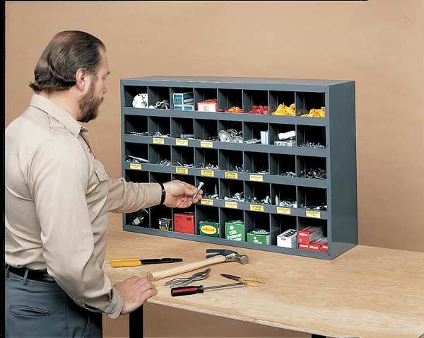 Pigeonhole Bin Unit, 40 Compartments, 12 in D x 23 7/8 in H x 33 3/4 in W, Steel