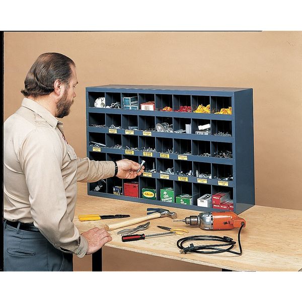 Prime Cold Rolled Steel Pigeonhole Bin Unit, 12 in D x 42 in H x 33 3/4 in W, 7 Shelves, Gray