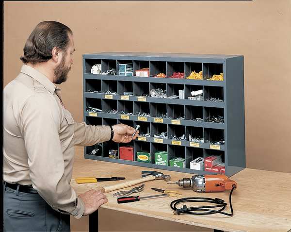 Pigeonhole Bin Unit, 40 Compartments, 12 in D x 23 7/8 in H x 33 3/4 in W, Steel
