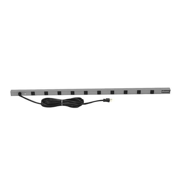 Outlet Strip, 15A, 10 Outlet, 48 in., Gray