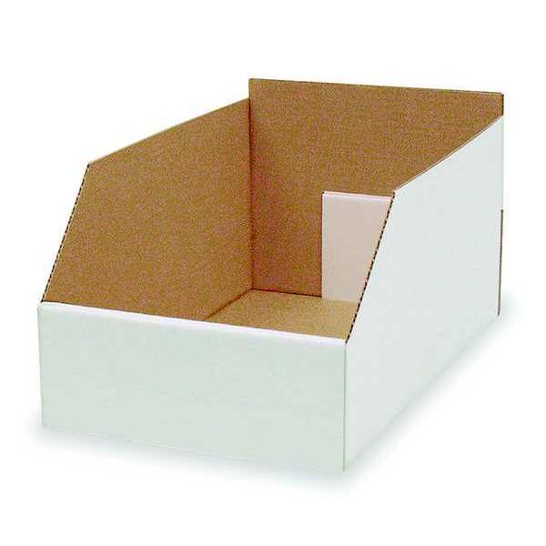 Corrugated Shelf Bin, White, Cardboard, 17 in L x 10 1/4 in W x 8 1/2 in H