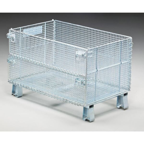 Silver Collapsible Bulk Container, Steel, 5 cu ft Volume Capacity