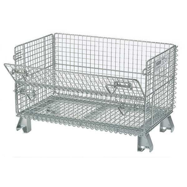 Silver Collapsible Bulk Container, Steel, 5 cu ft Volume Capacity