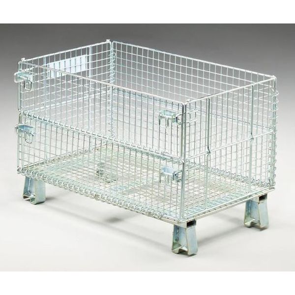 Silver Collapsible Bulk Container, Steel, 5 cu ft Volume Capacity