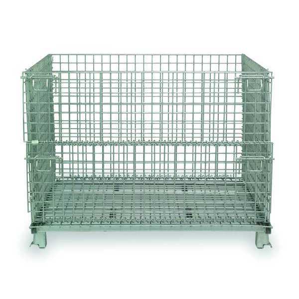 Silver Collapsible Bulk Container, Steel, 5 cu ft Volume Capacity