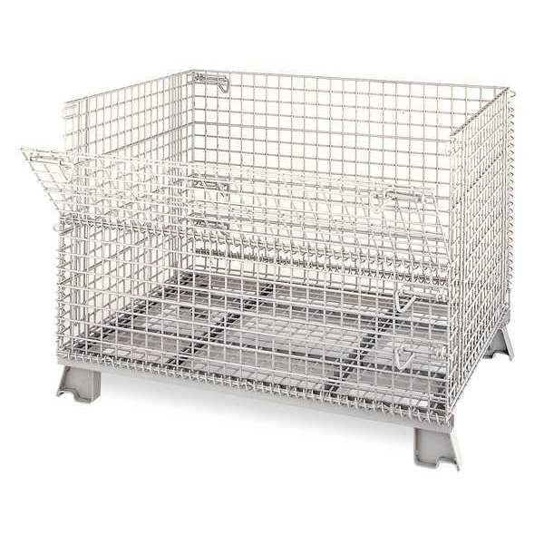 Silver Collapsible Bulk Container, Steel, 18.4 cu ft Volume Capacity