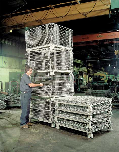 Silver Collapsible Bulk Container, Steel, 18.4 cu ft Volume Capacity