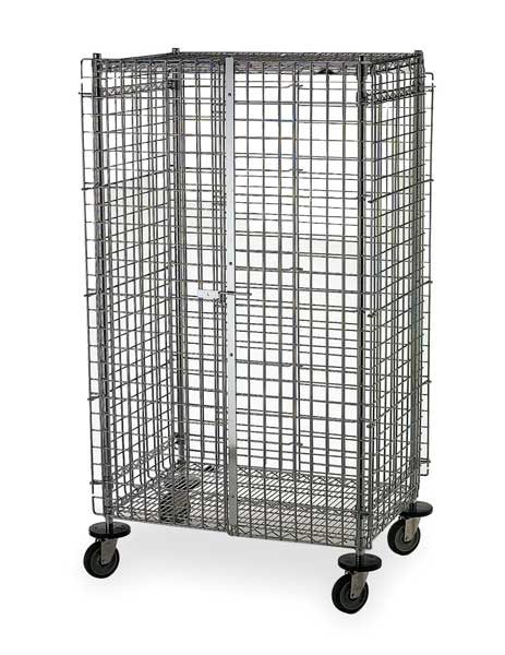Wire Security Cart with Adjustable Shelves 900 lb Capacity, 27 1/2 in W x 41 in L x 68 in H