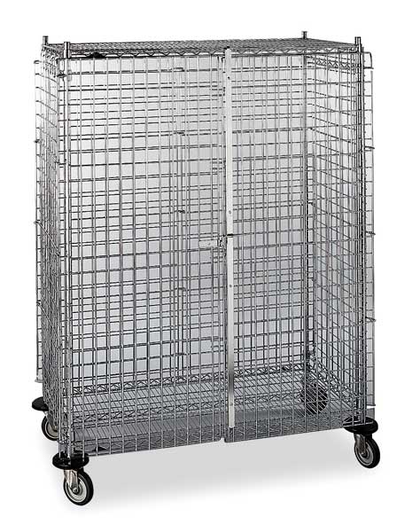 Wire Security Cart with Adjustable Shelves 900 lb Capacity, 27 1/2 in W x 53 in L x 68 in H