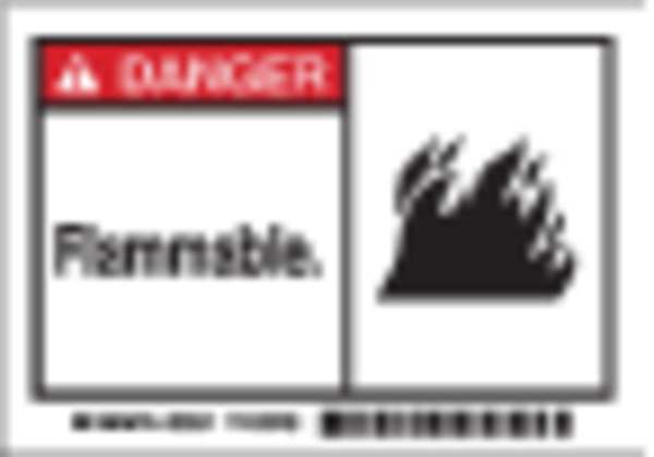 Danger Label, 3 1/2 in H, 5 in W, Polyester, Horizontal Rectangle, English, 86801