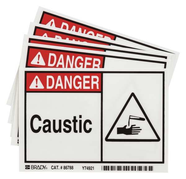 Danger Label, 3 1/2 in H, 5 in W, Polyester, Horizontal Rectangle, English, 86788