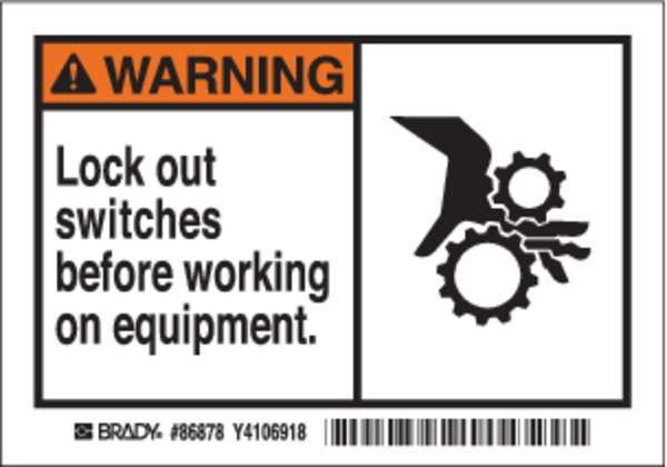 Machine/Equipment Label, Instruction, PK5, 86878