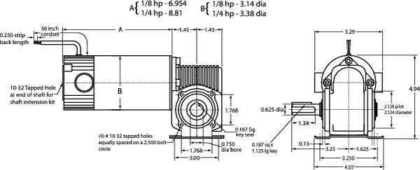 DC Gearmotor, 49.0 in-lb Max. Torque, 90 RPM Nameplate RPM, 90V DC Voltage