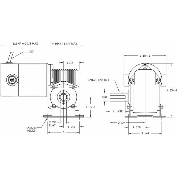 DC Gearmotor, 60.0 in-lb Max. Torque, 60 RPM Nameplate RPM, 90V DC Voltage