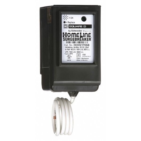 Surge Protection Device, 1 Phase, 120/240V AC, 2 Poles, 3 Wires, L-L/L-N, 900 J, NEMA 2