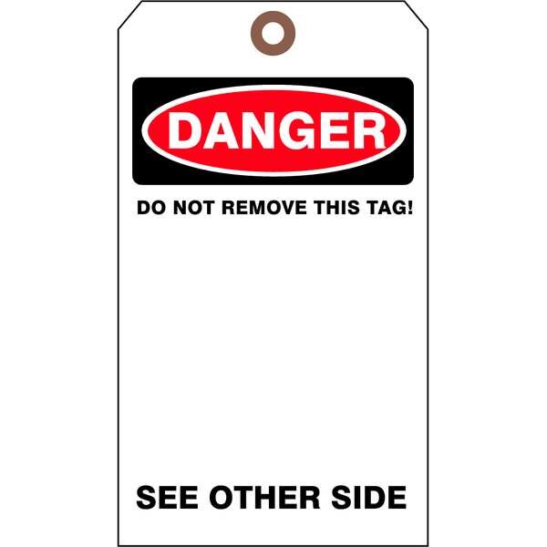 Danger Tag, 7 x 4 In, Cardstock, PK25