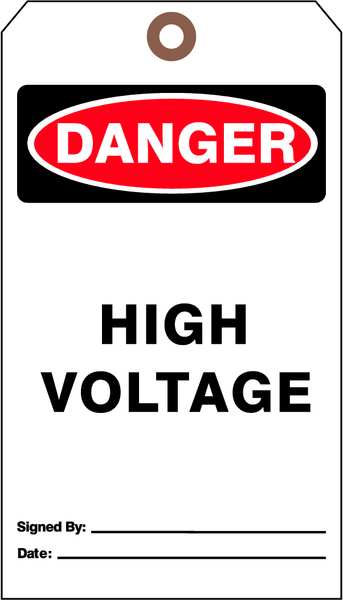 Danger Tag, High Voltage, 7 x 4 In, PK25