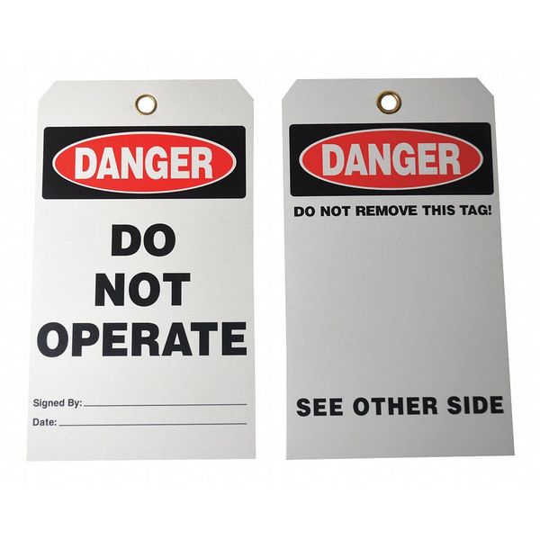 Danger Tag, 7 x 4 In, Bk and R/Wht, PK25