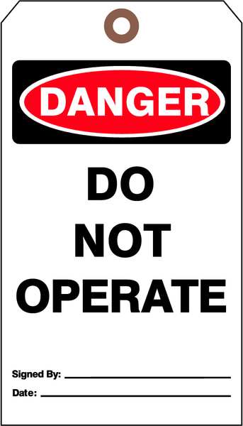 Danger Tag, 7 x 4 In, Bk and R/Wht, PK25