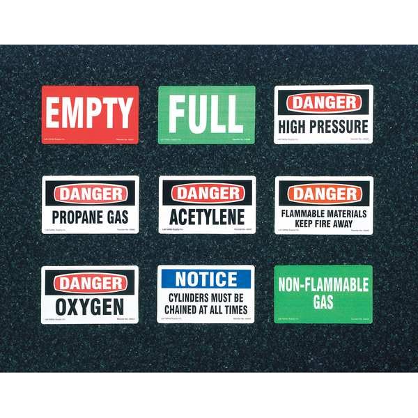 Gas Cylinder Label, 3 In. H, 5 In. W, PK10, 60313