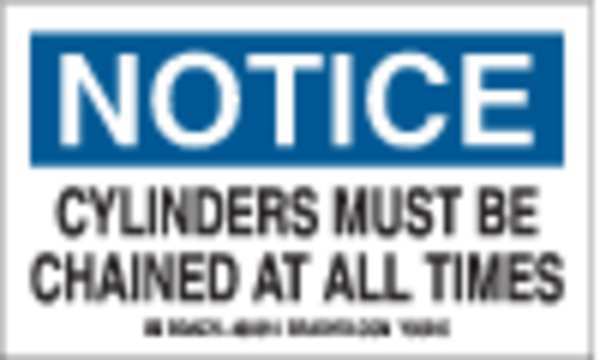 Gas Cylinder Label, 3 In. H, 5 In. W, PK10, 60314