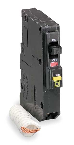 Miniature Circuit Breaker, 15 A, 120V AC, 1 Pole, Plug In Mounting Style, QO Series