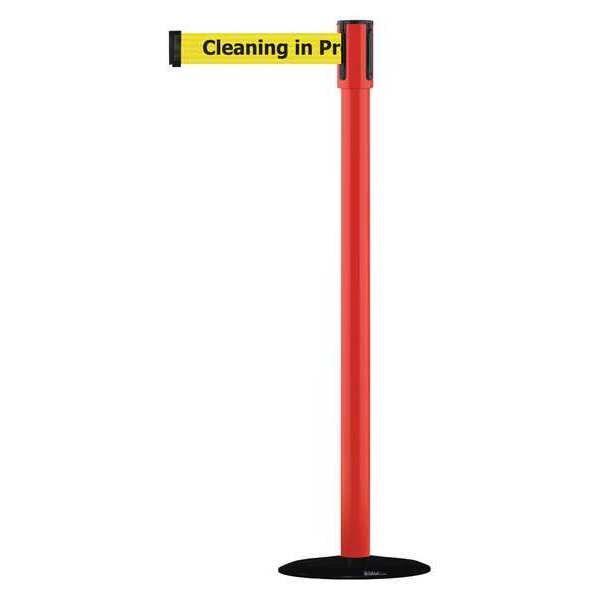 Barrier Post w/ Belt, Red, Black No Scuff