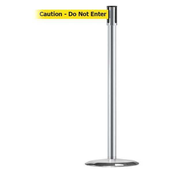 Barrier Post with Belt, Satin Chrome