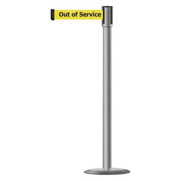 Barrier Post w/ Belt, 38 In. H, Metal Base